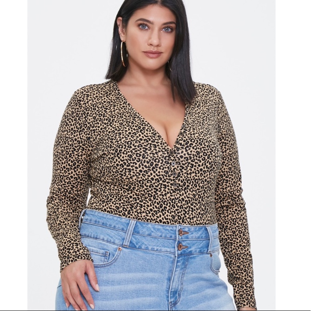 Plus size leopard bodysuit